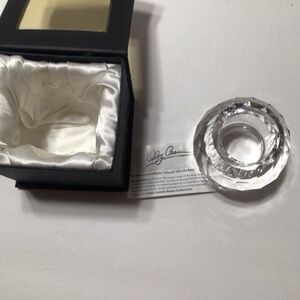 Oleg Cassini Crystal Votive Candle Holder. Signature on bottom.